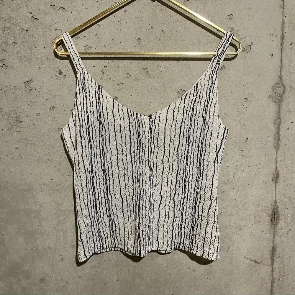 Vintage Y2k Xscape Joanna Chen Tank Top Sparkle Rhinestone Women’s Size L - Picture 3 of 8